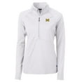 thumbnail image 1 of Women's Cutter & Buck White Michigan Wolverines Adapt Eco Knit Half-Zip Pullover Jacket, 1 of 1
