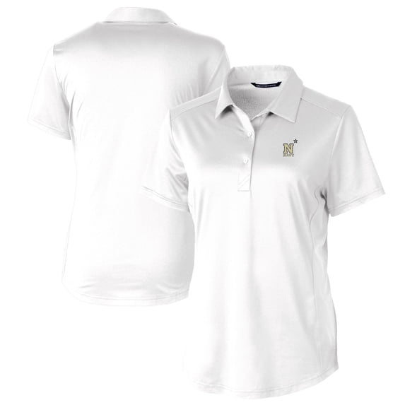 Women's Cutter & Buck White Navy Midshipmen Prospect Textured Stretch Polo