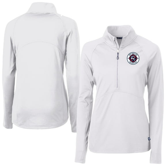 Women's Cutter & Buck White New England Revolution Adapt Eco Knit Stretch Recycled Half-Zip Top