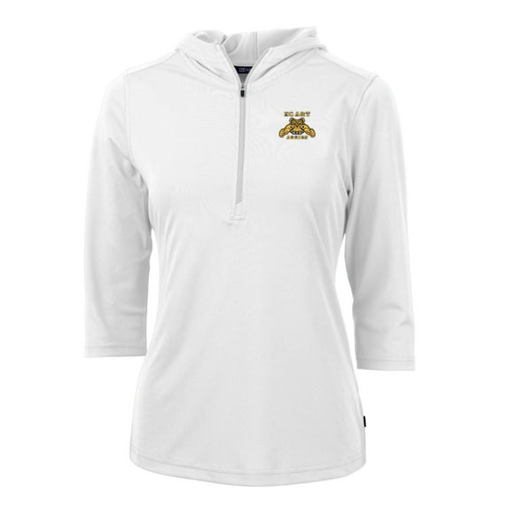 Women's Cutter & Buck White North Carolina A&T Aggies Virtue Eco Pique Half-Zip 3/4 Sleeve Pullover Hoodie