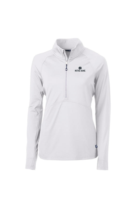 Women's Cutter & Buck White Notre Dame Fighting Irish Adapt Eco Knit Half-Zip Pullover Jacket
