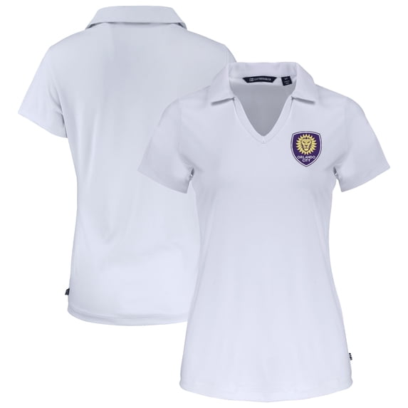 Women's-Cutter & Buck White Orlando City SC Daybreak Eco Recycled V-Neck Polo