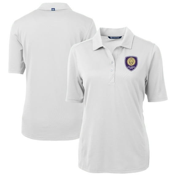 Women's-Cutter & Buck White Orlando City SC Virtue Eco Pique Recycled Polo