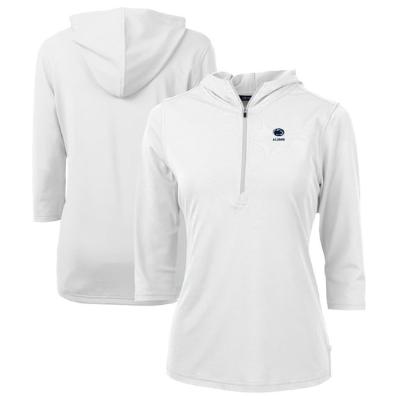 Women's Cutter & Buck White Penn State Nittany Lions Alumni DryTec Virtue Eco Pique Recycled Half-Zip Pullover Hoodie