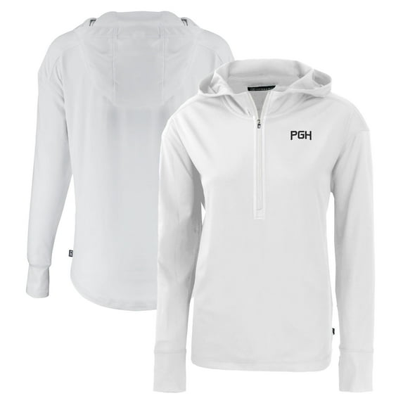 Women's Cutter & Buck White Pittsburgh Pirates City Connect Daybreak Eco Recycled Half-Zip Hoodie