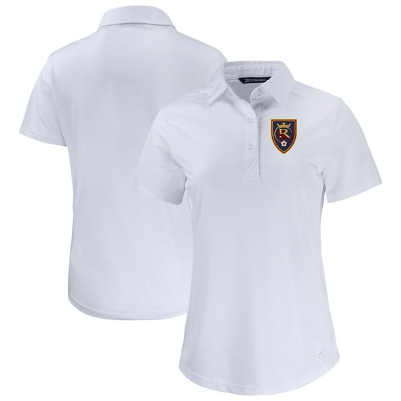 Women's-Cutter & Buck White Real Salt Lake Prospect Eco Textured Stretch Recycled Polo