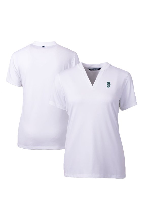 Women's Cutter & Buck White Seattle Mariners DryTec Forge Stretch V-Neck Blade Top