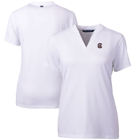 Women's Cutter & Buck White South Carolina Gamecocks Forge Blade V-Neck Top