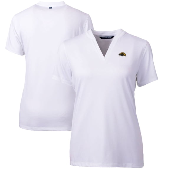 Women's Cutter & Buck White Southern Miss Golden Eagles Forge Blade V-Neck Top