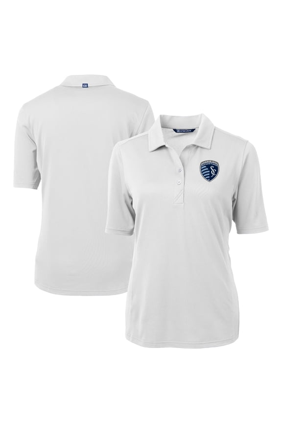 Women's-Cutter & Buck White Sporting Kansas City Virtue Eco Pique Recycled Polo