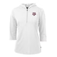 thumbnail image 1 of Women's Cutter & Buck White Texas A&M Aggies Virtue Eco Pique 3/4 Sleeve Half-Zip Pullover Hoodie, 1 of 1