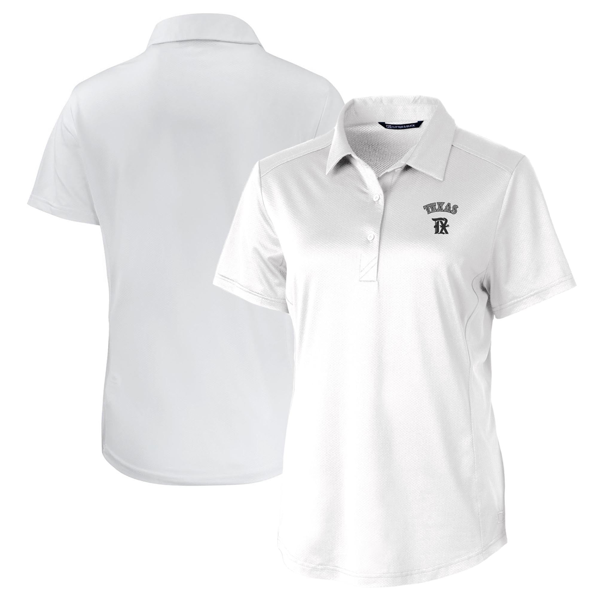 Women's Cutter & Buck White Texas Rangers City Connect Prospect Textured Stretch Polo