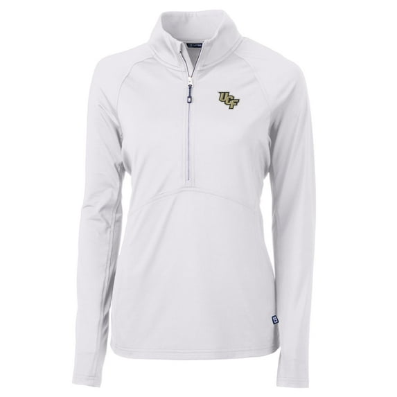 Women's Cutter & Buck White UCF Knights Adapt Eco Knit Half-Zip Pullover Jacket