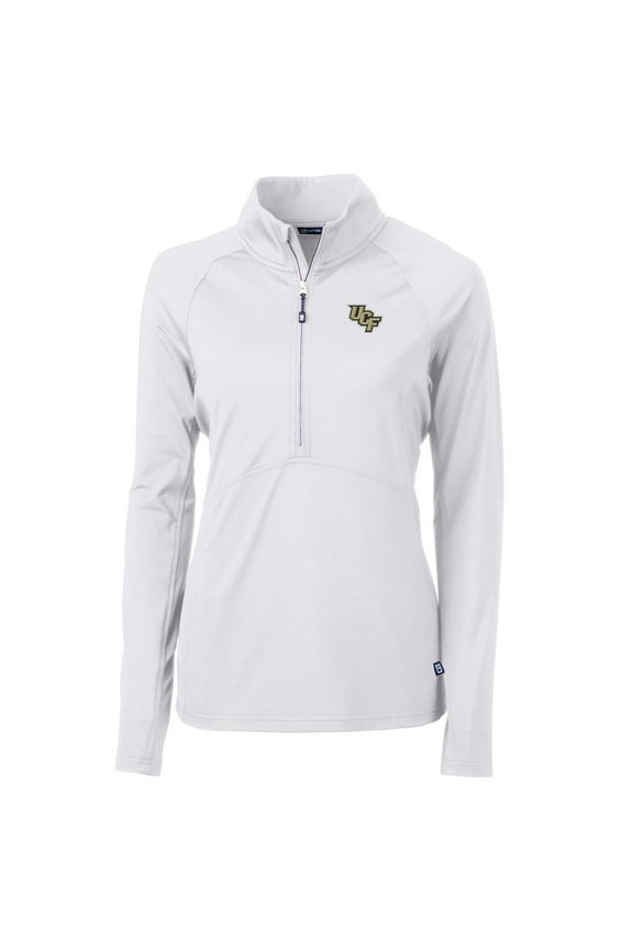 Women's Cutter & Buck White UCF Knights Adapt Eco Knit Half-Zip Pullover Jacket