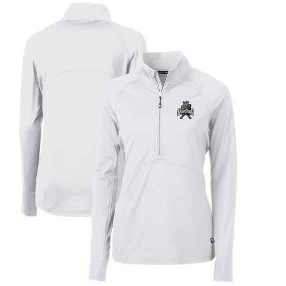Women's Cutter & Buck White Utah State Aggies Adapt Eco Knit Stretch Recycled Half-Zip Pullover Top