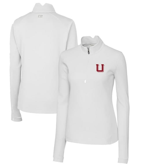 Women's Cutter & Buck White Utah Utes Traverse Stretch Quarter-Zip Pullover Top