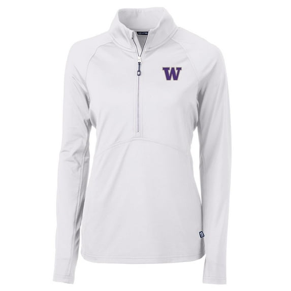 Women's Cutter & Buck White Washington Huskies Adapt Eco Knit Half-Zip Pullover Jacket