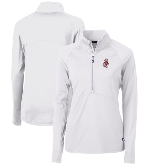 Women's Cutter & Buck White Washington State Cougars Adapt Eco Knit Stretch Recycled Half-Zip Pullover Top