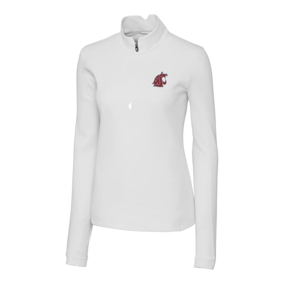 Women's Cutter & Buck White Washington State Cougars Traverse Half-Zip Pullover Jacket
