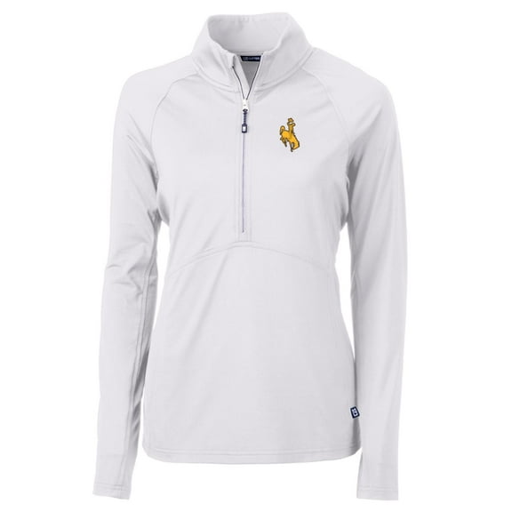 Women's Cutter & Buck White Wyoming Cowboys Adapt Eco Knit Half-Zip Pullover Jacket