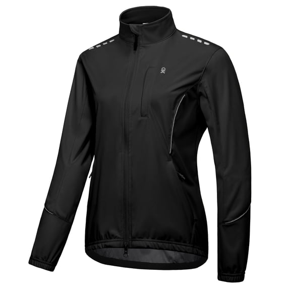 Women's Cycling Jackets Reflective Packable Running Jacket Windproof Water-Resistant for Hiking Biking with 6 Pockets Cold Weather (Black XS)