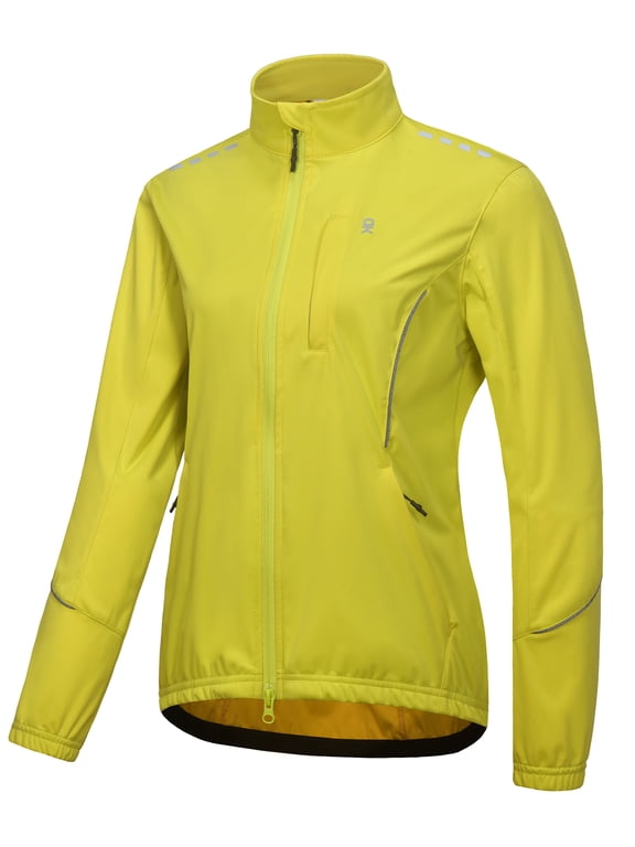 Women's Cycling Jackets Reflective Packable Running Jacket Windproof Water-Resistant for Hiking Biking with 6 Pockets Cold Weather (Green L)