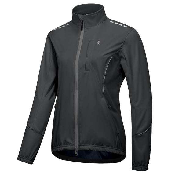 Women's Cycling Jackets Reflective Packable Running Jacket Windproof Water-Resistant for Hiking Biking with 6 Pockets Cold Weather (Iron Gray 2XL)