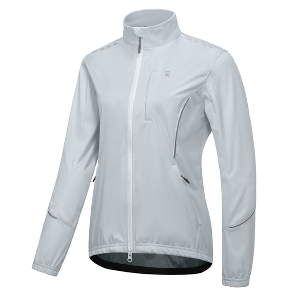 Women's Cycling Jackets Reflective Packable Running Jacket Windproof Water-Resistant for Hiking Biking with 6 Pockets Cold Weather (White XS)