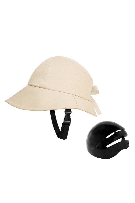 Women's Cycling Sun Hat with ABS Shell and Wide Brim for Biking and Mountaineering, Beige, 1 Pack