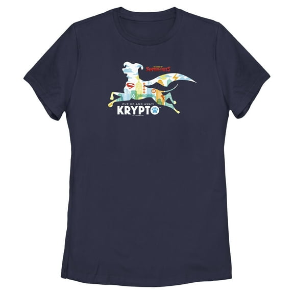 Women's DC League of Super-Pets Krypto Silhouette Graphic Tee Navy Blue Medium