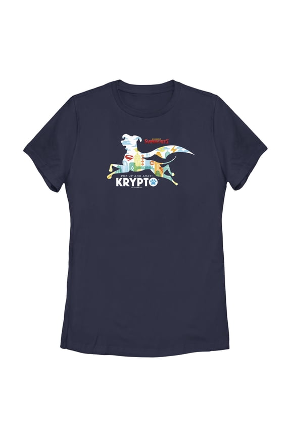 Women's DC League of Super-Pets Krypto Silhouette Graphic Tee Navy Blue Small