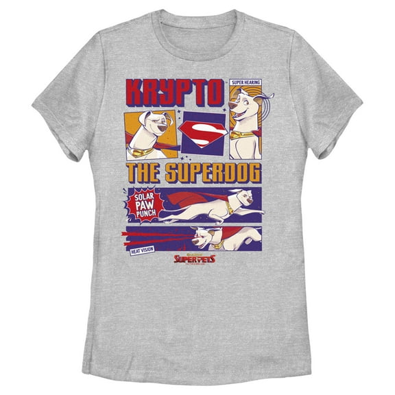 Women's DC League of Super-Pets Krypto the Superdog Graphic Tee Athletic Heather Medium