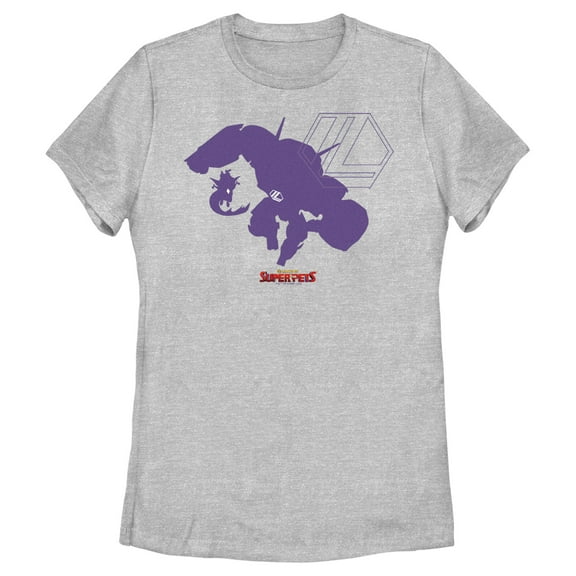 Women's DC League of Super-Pets Lex Luthor and Lulu Silhouettes Graphic Tee Athletic Heather Large