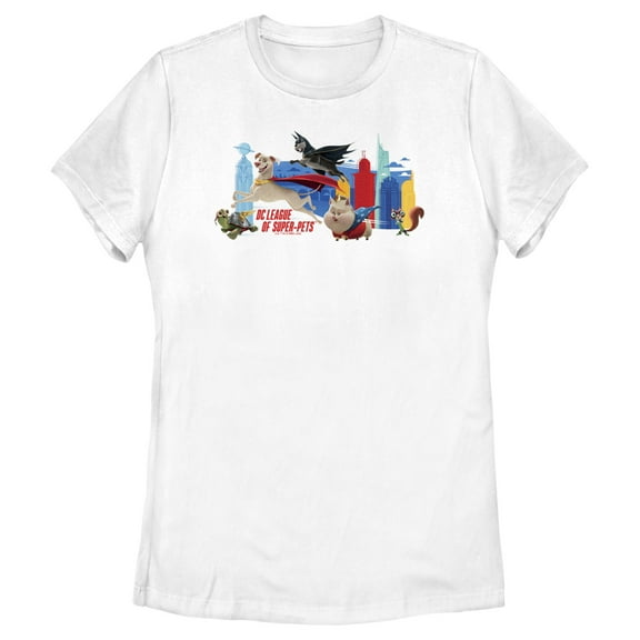 Women's DC League of Super-Pets Metropolis Groupshot  Graphic Tee White 2X Large