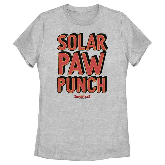 Women's DC League of Super-Pets Solar Paw Punch Graphic Tee Athletic Heather Medium