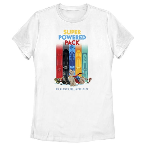 Women's DC League of Super-Pets Super Powered Pack Graphic Tee White 2X Large