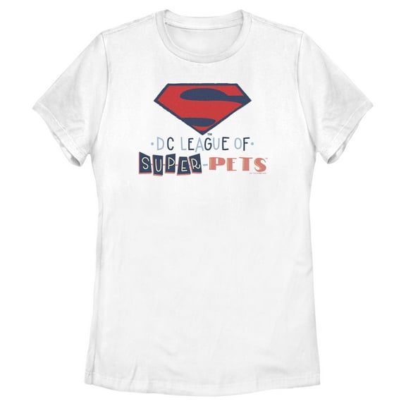 Women's DC League of Super-Pets Superman Logo Cutouts  Graphic Tee White 2X Large