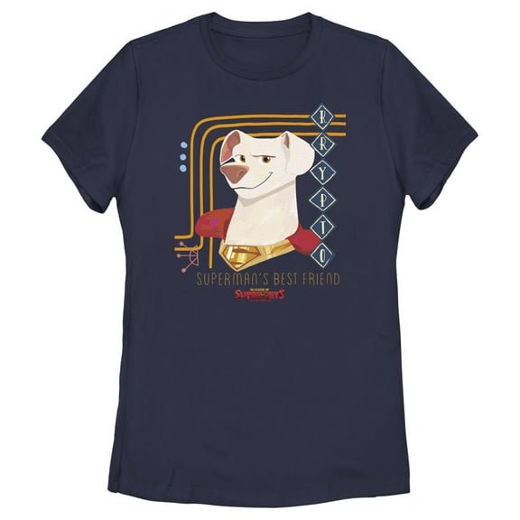 Women's DC League of Super-Pets Superman's Best Friend Krypto Graphic Tee Navy Blue Medium