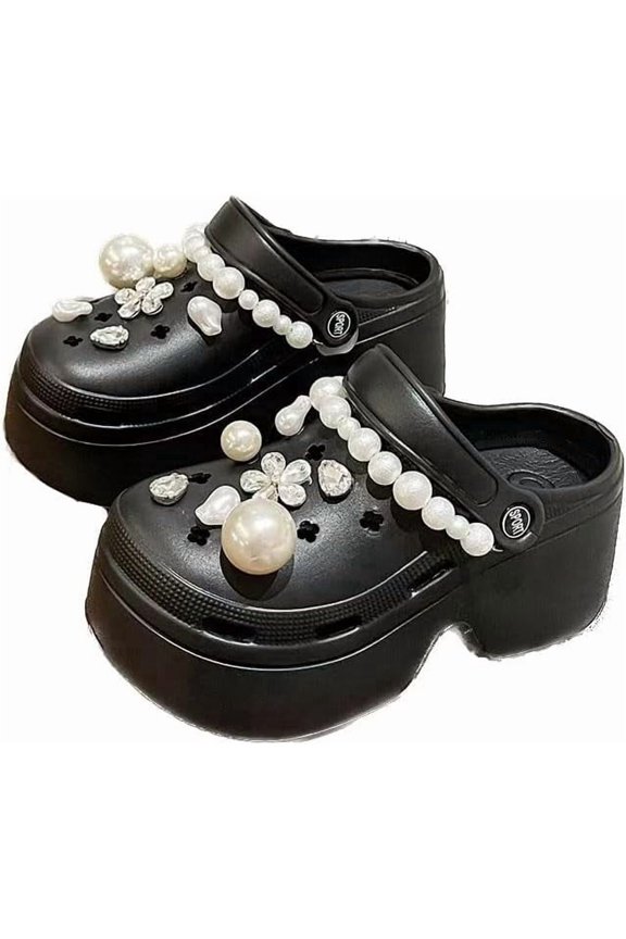 Women's DIY Platform Clogs Slip On Slides Shoes Beach Sandals Gardener Clog Hight Heels(3.2 in) Mule Slippers Garden Shoes-USA