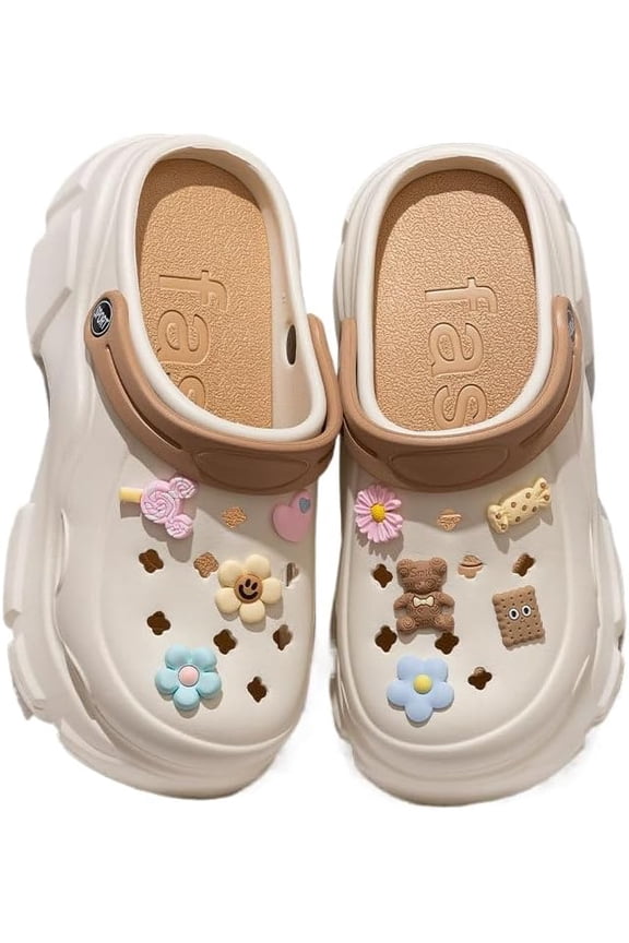 Women's DIY Platform Clogs Slip On Slides Shoes Beach Sandals Gardener Clog Hight Heels Mule Slippers Garden Shoes Sandals-USA