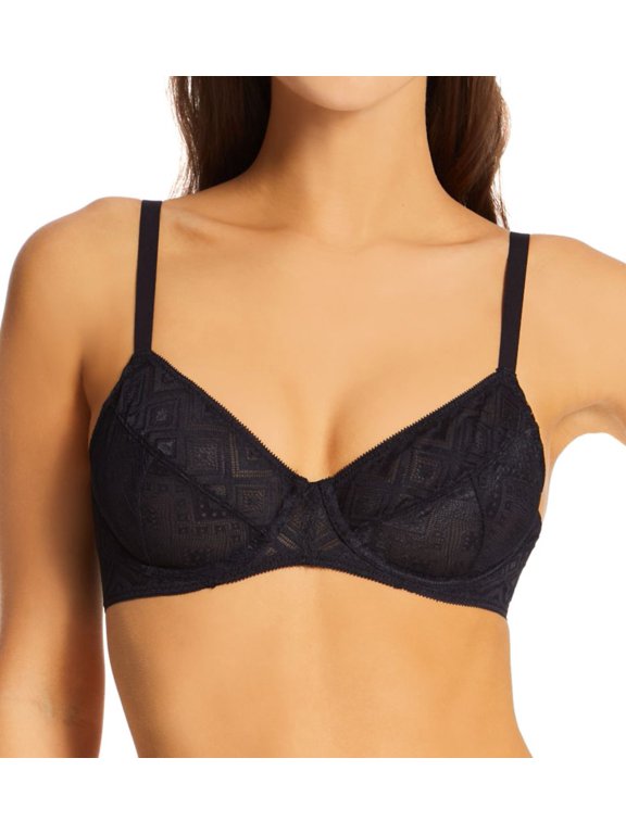Women's DKNY DK7592 Pure Lace Unlined Bra (Black 32DD)