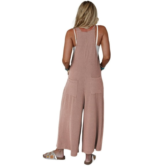 Women's DUNE Corded Adjustable Straps Wide Leg Loose Overall Jumpsuit - [ZhiHiMeRi] | (US 12-14)L