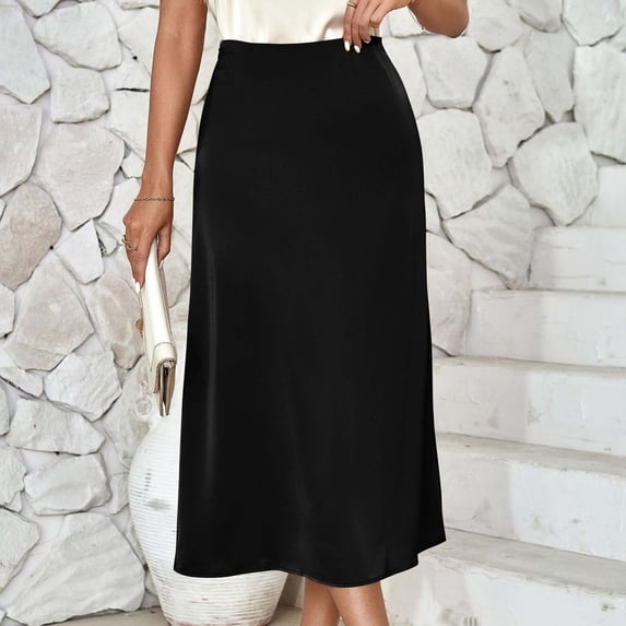 Women's Daily Loose Zipper Skirts Women's Fashion Solid High Waist Zipper Casual Skirt Large Size Vacation Casual Skirts for Women