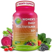 Women's Daily Multivitamin 50+, Vegan Multivitamin for Women with Biotin, Organic Superfoods, B-Complex, Probiotics, Enzymes - Supports Energy, Immunity, Gut Health - Easy to Swallow Capsules