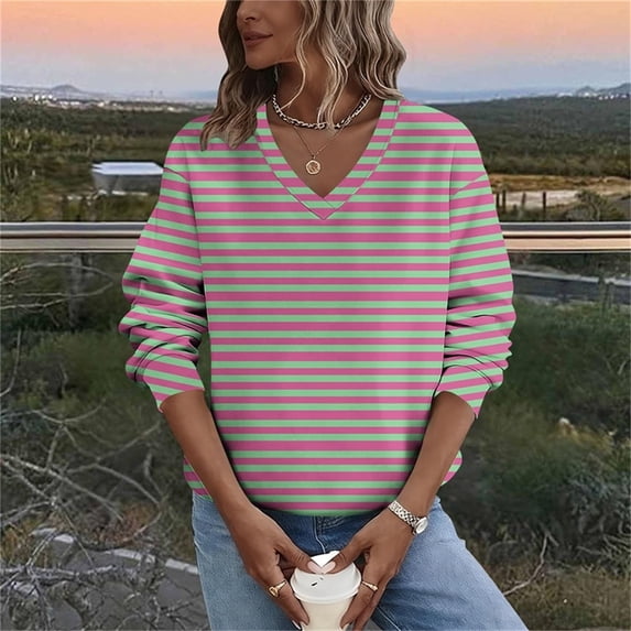 Women's Daily Print V Neck Regular Sleeve Casual Winter Fleece Sweatshirt Top