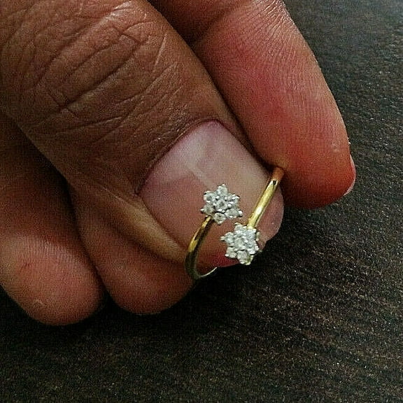 Women's Dainty Floral Toe Ring Lab Created Diamond 14k Yellow Gold Plated