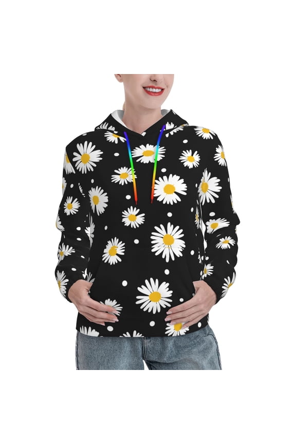Women's Daisy 3D Printed Hooded Sweatshirt Long Sleeve Pullover Hoodies With Pocket Medium