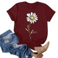 thumbnail image 1 of Women's Daisy Floral Tops Crewneck Short Sleeve Casual Summer T Shirts Flower Print Loose Fit Tees (L, Red), 1 of 5