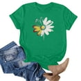 thumbnail image 1 of Women's Daisy Floral Tops Crewneck Short Sleeve Casual Summer T Shirts Flower Print Loose Fit Tees (M, Green 2), 1 of 5