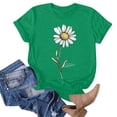 thumbnail image 1 of Women's Daisy Floral Tops Crewneck Short Sleeve Casual Summer T Shirts Flower Print Loose Fit Tees (S, Green 1), 1 of 5